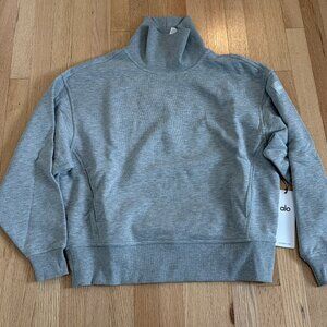 Alo Yoga Hazy Mock Neck Pullover in Athletic Heather Grey | XS | NWT